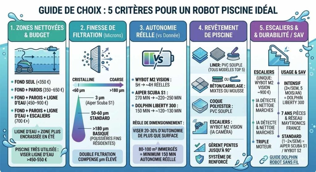 Robot piscine sans fil fond et parois  Top 5 par Prix 2027